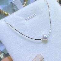 Freshwater Pearl Brass Necklace, with Brass, fashion jewelry & for woman, white, 7-8mm Approx 45 cm [