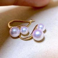 Freshwater Pearl Brass Earring, with Brass, 14K gold-filled, fashion jewelry & for woman, white, 4-5mm,6-7mm 