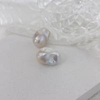 Freshwater Pearl Stud Earring, Baroque, fashion jewelry & for woman, white, 12-14mm 