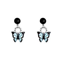 Zinc Alloy Drop Earring, Butterfly, high quality plated, fashion jewelry & for woman, black 