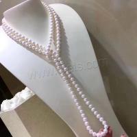 Collier en perles d'eau douce Pull, perle d'eau douce cultivée, bijoux de mode & longueur différente pour le choix & pour femme, blanc, 7-8mm, Vendu par PC