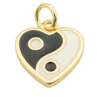 Enamel Brass Pendants, Heart, gold color plated, fashion jewelry & ying yang & DIY & for woman, golden Approx 3mm [