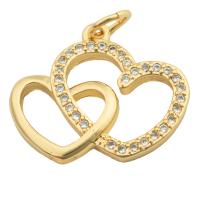 Cubic Zirconia Micro Pave Brass Pendant, Heart, gold color plated, fashion jewelry & DIY & micro pave cubic zirconia & for woman, golden Approx 3mm [