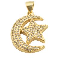 Cubic Zirconia Micro Pave Brass Pendant, gold color plated, fashion jewelry & DIY & micro pave cubic zirconia & for woman, golden [