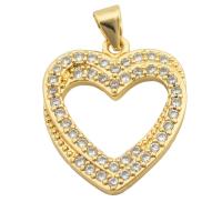 Cubic Zirconia Micro Pave Brass Pendant, Heart, gold color plated, fashion jewelry & DIY & micro pave cubic zirconia & for woman, golden Approx 3mm [