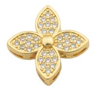 Cubic Zirconia Micro Pave Brass Pendant, Flower, gold color plated, fashion jewelry & DIY & micro pave cubic zirconia & for woman, golden Approx 3mm [