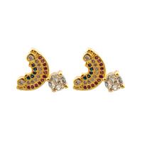 Cubic Zirconia Micro Pave Brass Earring, gold color plated, fashion jewelry & micro pave cubic zirconia & for woman, multi-colored [
