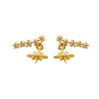 Cubic Zirconia Micro Pave Brass Earring, gold color plated, fashion jewelry & micro pave cubic zirconia & for woman, golden [