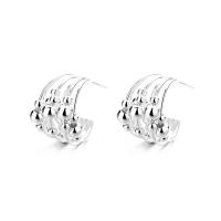 Sterling Silver Stud Earring, 925 Sterling Silver, bright silver color plated, fashion jewelry & for woman [