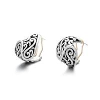 Sterling Silver Stud Earring, 925 Sterling Silver, Antique finish, fashion jewelry & for woman, 15mm [