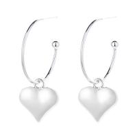 Sterling Silver Drop Earring, 925 Sterling Silver, Heart, bright silver color plated, fashion jewelry & for woman, 12.7mm [