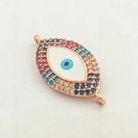 Evil Eye Jewelry Connector, 925 Sterling Silver, gold color plated, DIY & micro pave cubic zirconia Approx 0.1mm 