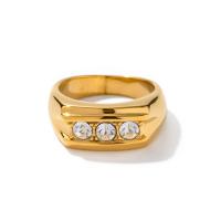 Cubic Zirconia Stainless Steel Finger Ring, 304 Stainless Steel, 18K gold plated & micro pave cubic zirconia & for woman, golden, 8.95mm 