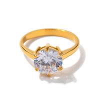 Cubic Zirconia anillo de dedo de acero inoxidable, acero inoxidable 304, 18K chapado en oro, Joyería & para mujer & con circonia cúbica, dorado, Vendido por UD[