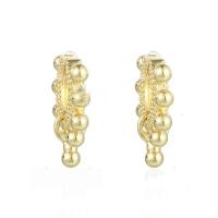 Brass Huggie Hoop Earring, Round, gold color plated, for woman [