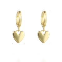 Brass Drop Earring, Heart, gold color plated, for woman [