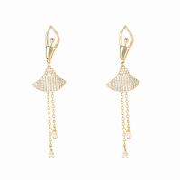 Cubic Zirconia Micro Pave Brass Earring, real gold plated, fashion jewelry & micro pave cubic zirconia & for woman [