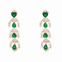 Cubic Zirconia Micro Pave Brass Earring, platinum plated, fashion jewelry & micro pave cubic zirconia & for woman [