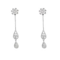 Cubic Zirconia Micro Pave Brass Earring, platinum plated, fashion jewelry & micro pave cubic zirconia & for woman, silver color [