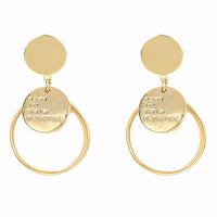Brass Drop Earring, Round, real gold plated, fashion jewelry & for woman [