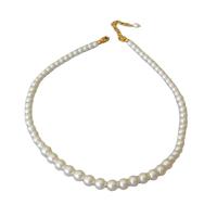 Пластиковый жемчужное ожерелье, Латунь, с Пластиковая жемчужина, с 5CM наполнитель цепи, плакирован золотом, ювелирные изделия моды & Женский, белый, длина:Приблизительно 44 см, продается PC