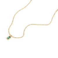 Корень Циркон Микро вымощает латунь ожерелье, Латунь, с 5cm наполнитель цепи, Квадратная форма, Другое покрытие, ювелирные изделия моды & инкрустированное микро кубического циркония, Золотой, длина:41 см, продается PC