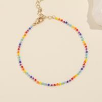 Fashion Jewelry Anklet, Brass, with Glass Beads, with 5cm extender chain, plated, multi-colored cm 