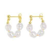 Brass Drop Earring, Plastic Pearl, with Brass, gold color plated, fashion jewelry & for woman 