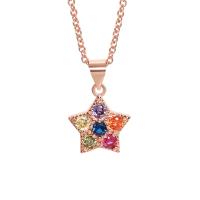 Harz Messing Halskette, Stern, plattiert, Oval-Kette & für Frau & mit Strass, keine, Länge:ca. 18-20 ZollInch, verkauft von PC