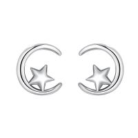 Brass Stud Earring, Moon and Star, plated, fashion jewelry & for woman 9.5mm [