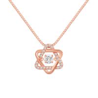 Rhinestone Brass Necklace, Hexagram, plated, box chain & for woman & with rhinestone & hollow 12.5mm Approx 17.9 Inch [