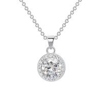 Cubic Zircon Micro Pave Brass Necklace, with 2inch extender chain, plated, oval chain & micro pave cubic zirconia & for woman Approx 15.9 Inch [