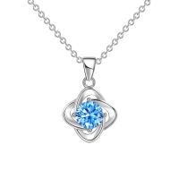 Cubic Zircon Micro Pave Brass Necklace, with 2inch extender chain, Flower, platinum plated, cross chain & micro pave cubic zirconia & for woman & hollow Approx 16.1 Inch 