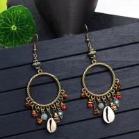 Freshwater Shell Earring, Zinc Alloy, with turquoise & Shell, fashion jewelry & for woman 