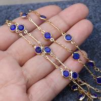 Brass Beading Chains, with Crystal, real gold plated, DIY Approx 50 cm 
