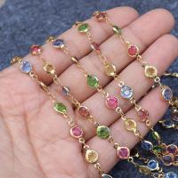 Brass Beading Chains, with Crystal, real gold plated, DIY 6mm Approx 50 cm [