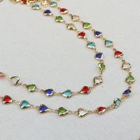 Brass Beading Chains, real gold plated, DIY & micro pave cubic zirconia, multi-colored, 7.5mm Approx 50 cm [