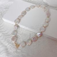 Freshwater Pearl Brass Necklace, with Copper Alloy, 14K gold-filled, fashion jewelry & for woman, white Approx 42 cm 