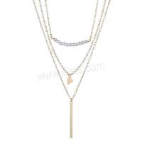 Mode-Multi-Layer-Halskette, Zinklegierung, mit Kunststoff Perlen, goldfarben plattiert, drei Schichten & Modeschmuck & für Frau, goldfarben, Länge:54 cm, verkauft von PC