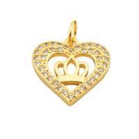 Cubic Zirconia Micro Pave Brass Pendant, Heart, gold color plated, fashion jewelry & DIY & micro pave cubic zirconia & for woman, golden Approx 4mm [