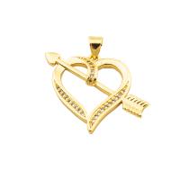 Cubic Zirconia Micro Pave Brass Pendant, Heart, gold color plated, fashion jewelry & DIY & micro pave cubic zirconia & for woman, golden Approx 3mm 