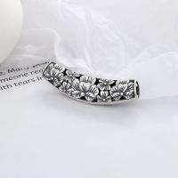 990 Sterling Silver Curved Tube Beads, Antique finish, DIY & hollow [