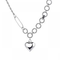 Sterling Silver Jewelry Necklace, 925 Sterling Silver, with 1.97inch extender chain, Heart, Antique finish, fashion jewelry & for woman Approx 22.05 Inch 