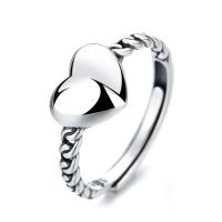 Sterling Silver Finger Ring, 925 Sterling Silver, Heart, Antique finish, fashion jewelry & for woman, 8mm 