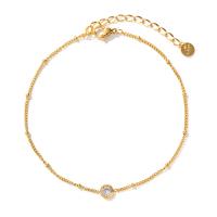 Stainless Steel Anklets Jewelry, 304 Stainless Steel, with 1.97inch extender chain, Vacuum Ion Plating, fashion jewelry & micro pave cubic zirconia & for woman, golden Approx 8.27 Inch [