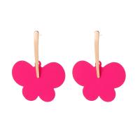 Zinc Alloy Drop Earring, Butterfly, stoving varnish, fashion jewelry & for woman, pink 