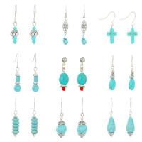 Turquoise Zinc Alloy Earring, with turquoise, plated, fashion jewelry & for woman 
