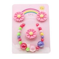 Jewelry Gift Sets, Plastic, Stud Earring & finger ring & bracelet, Flower, for children, multi-colored 
