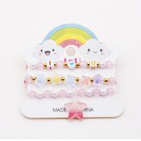 Plastic Jewelry Bracelet, Star, three pieces & for children, multi-colored, Inner Approx 45mm 