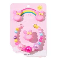 Jewelry Gift Sets, Plastic, Stud Earring & finger ring & bracelet, Rabbit, for children, multi-colored 